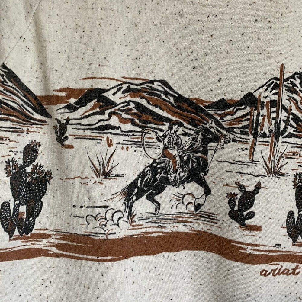 Ariat Old West Sweatshirt Egret Crossover Neck Long Sleeve Sz XL Southwestern - Picture 7 of 13